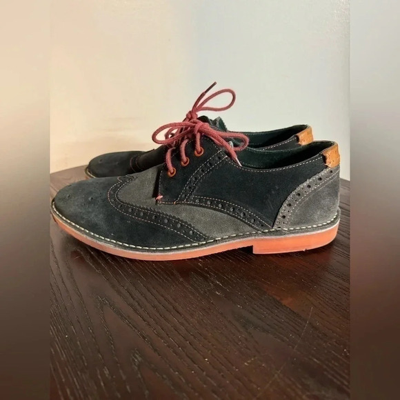 Ted Baker men’s sueded Oxford Classic lace shoe size 42/8.5 black, grey, red - Picture 2 of 8